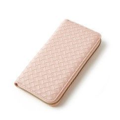 Trendy Wallets Weave Multifunctional Light Portable Long Card Holder Woven PU Leather Wallet