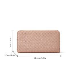 Trendy Wallets Weave Multifunctional Light Portable Long Card Holder Woven PU Leather Wallet
