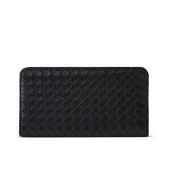 Trendy Wallets Weave Multifunctional Light Portable Long Card Holder Woven PU Leather Wallet