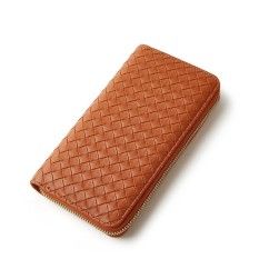 Trendy Wallets Weave Multifunctional Light Portable Long Card Holder Woven PU Leather Wallet