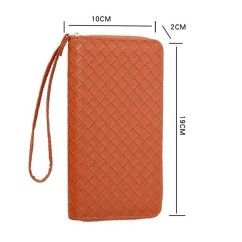 Trendy Wallets Weave Multifunctional Light Portable Long Card Holder Woven PU Leather Wallet