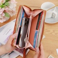 Trendy Wallets Weave Multifunctional Light Portable Long Card Holder Woven PU Leather Wallet