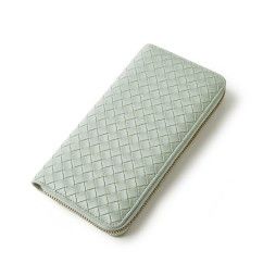 Trendy Wallets Weave Multifunctional Light Portable Long Card Holder Woven PU Leather Wallet