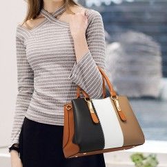 Classic Color Blocking: Timeless and Stylish PU Leather Bag
