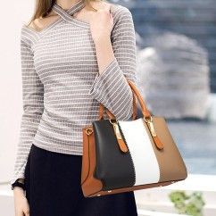 Classic Color Blocking: Timeless and Stylish PU Leather Bag