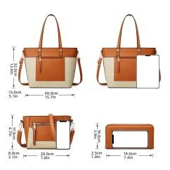 Women Tote Bag Set, Crossbody Bags Splicing Color Woven Handbag 3-Piece Set Handheld bag