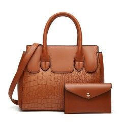 Women's PU Leather Crocodile Pattern Set for Single Shoulder Crossbody Bag Mother and Child Bag
