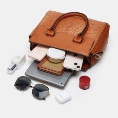 Women's PU Leather Crocodile Pattern Set for Single Shoulder Crossbody Bag Mother and Child Bag