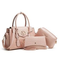 Large Capacity Crocodile PU Leather Multi-Piece Tote Shoulder & Crossbody Bag Set, 3-Piece Women’s Handbag Set