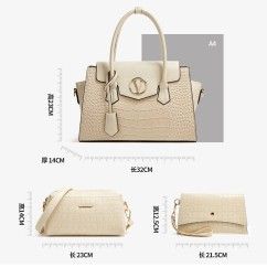 Large Capacity Crocodile PU Leather Multi-Piece Tote Shoulder & Crossbody Bag Set, 3-Piece Women’s Handbag Set