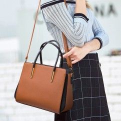 Stylish Color Block Versatile PU Leather Bag Spacious and Chic Your Everyday Essential