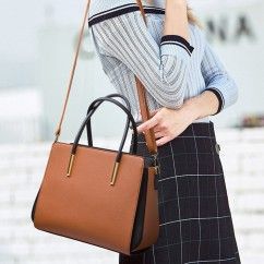 Stylish Color Block Versatile PU Leather Bag Spacious and Chic Your Everyday Essential