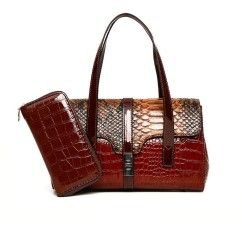 Luxury Snake Pattern Women's Handbag Purses PU Leather Shoulder Bag Ladies Multifunction Bag