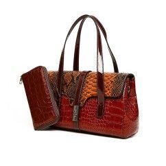 Luxury Snake Pattern Women's Handbag Purses PU Leather Shoulder Bag Ladies Multifunction Bag