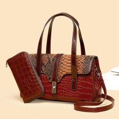 Luxury Snake Pattern Women's Handbag Purses PU Leather Shoulder Bag Ladies Multifunction Bag