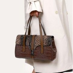 Luxury Snake Pattern Women's Handbag Purses PU Leather Shoulder Bag Ladies Multifunction Bag