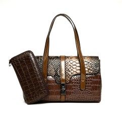 Luxury Snake Pattern Women's Handbag Purses PU Leather Shoulder Bag Ladies Multifunction Bag