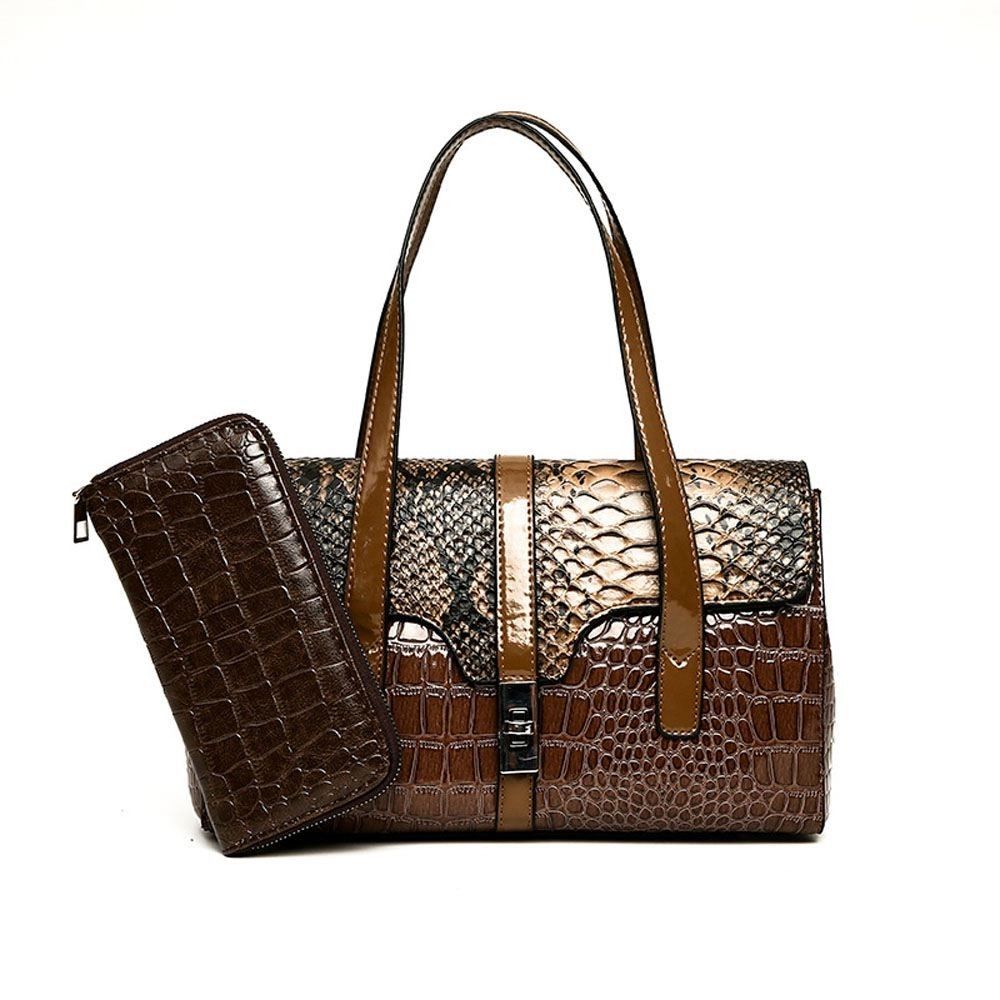 Luxury Snake Pattern Women's Handbag Purses PU Leather Shoulder Bag Ladies Multifunction Bag
