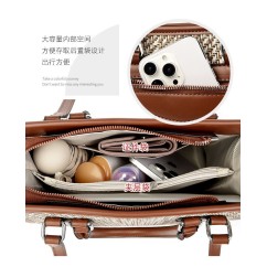 Large Capacity Elegant Lady Straw Bags PU Leather Woven Shoulder Bags Women Basket Sac Handbags