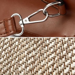 Large Capacity Elegant Lady Straw Bags PU Leather Woven Shoulder Bags Women Basket Sac Handbags
