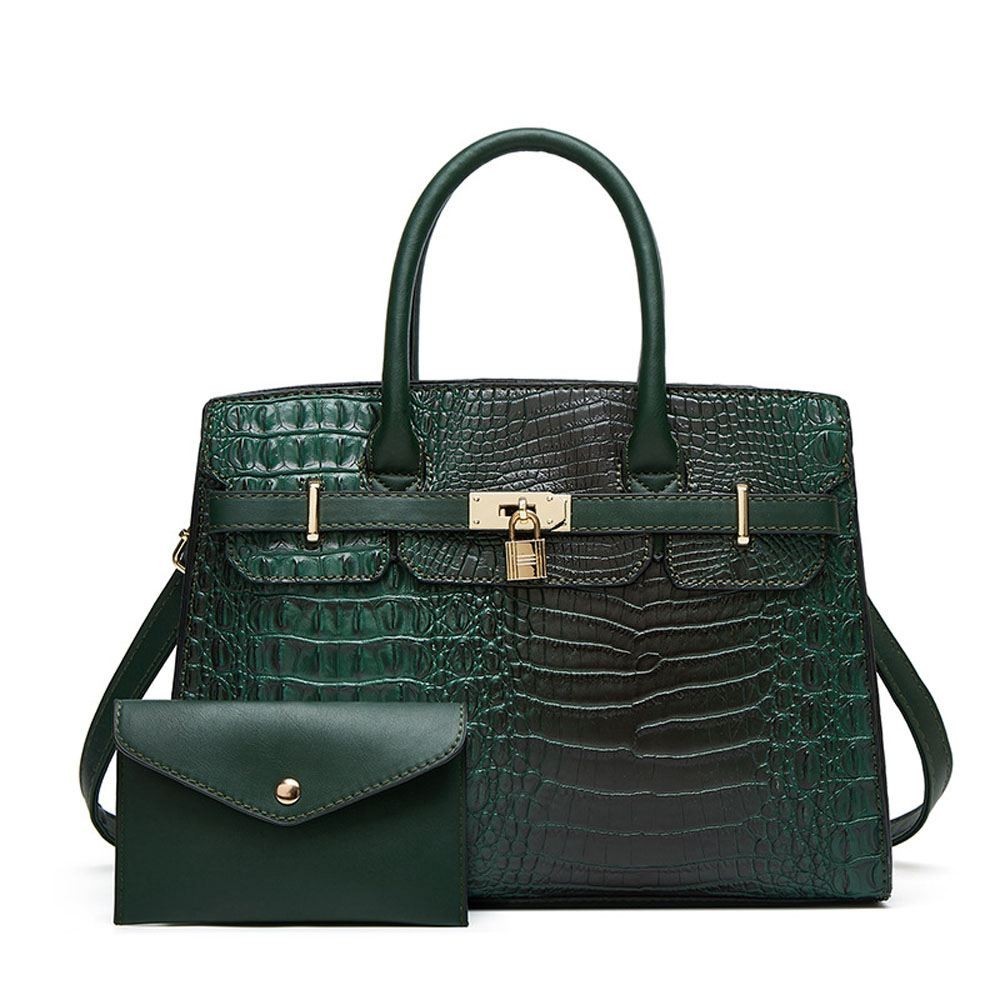 PU Leather Crocodile Patterned Women's Handbag Trendy Tote Bag Large Capacity Shoulder Bag Two-piece set PU Leather Crocodile Patterned Women's Handbag Trendy Tote Bag Large Capacity Shoulder Bag Two-piece set