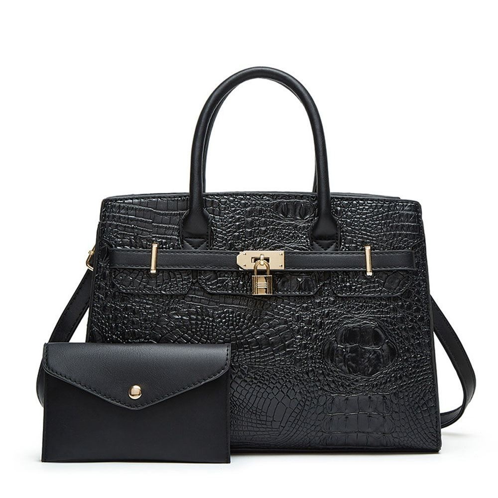 PU Leather Crocodile Patterned Women's Handbag Trendy Tote Bag Large Capacity Shoulder Bag Two-piece set PU Leather Crocodile Patterned Women's Handbag Trendy Tote Bag Large Capacity Shoulder Bag Two-piece set