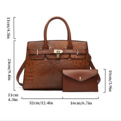 PU Leather Crocodile Patterned Women's Handbag Trendy Tote Bag Large Capacity Shoulder Bag Two-piece set
