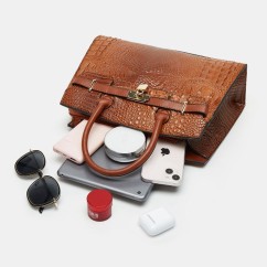 PU Leather Crocodile Patterned Women's Handbag Trendy Tote Bag Large Capacity Shoulder Bag Two-piece set