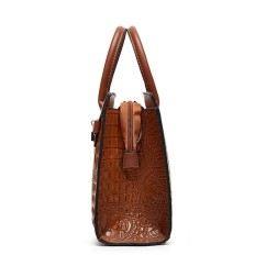 PU Leather Crocodile Patterned Women's Handbag Trendy Tote Bag Large Capacity Shoulder Bag Two-piece set