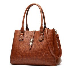Crocodile Patterned Women's Handbag PU Leather Trendy Tote Bag Large Capacity Shoulder Bag Two-piece set