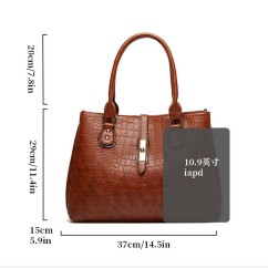 Crocodile Patterned Women's Handbag PU Leather Trendy Tote Bag Large Capacity Shoulder Bag Two-piece set