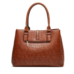Crocodile Patterned Women's Handbag PU Leather Trendy Tote Bag Large Capacity Shoulder Bag Two-piece set