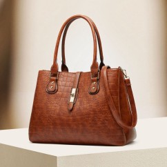 Crocodile Patterned Women's Handbag PU Leather Trendy Tote Bag Large Capacity Shoulder Bag Two-piece set