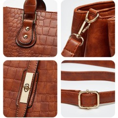 Crocodile Patterned Women's Handbag PU Leather Trendy Tote Bag Large Capacity Shoulder Bag Two-piece set