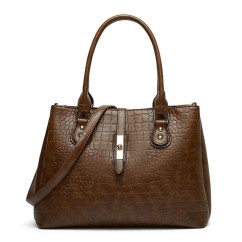 Crocodile Patterned Women's Handbag PU Leather Trendy Tote Bag Large Capacity Shoulder Bag Two-piece set