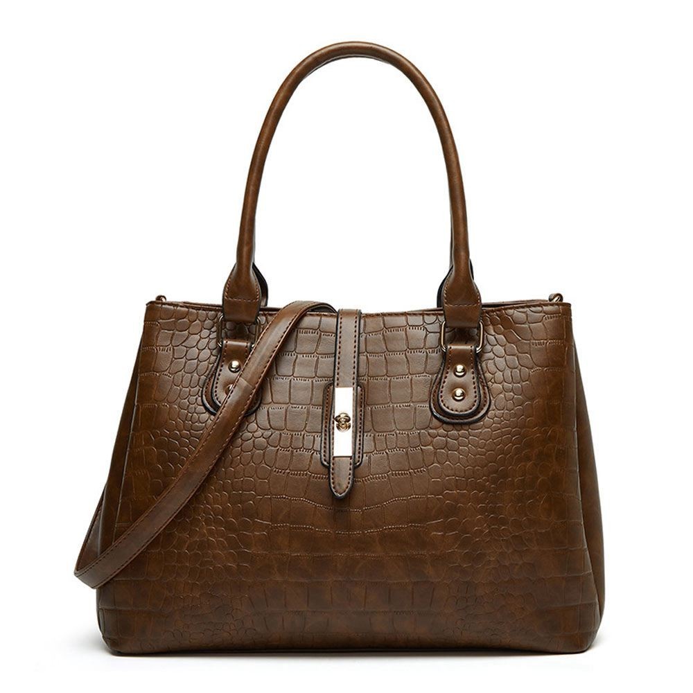 Crocodile Patterned Women's Handbag PU Leather Trendy Tote Bag Large Capacity Shoulder Bag Two-piece set