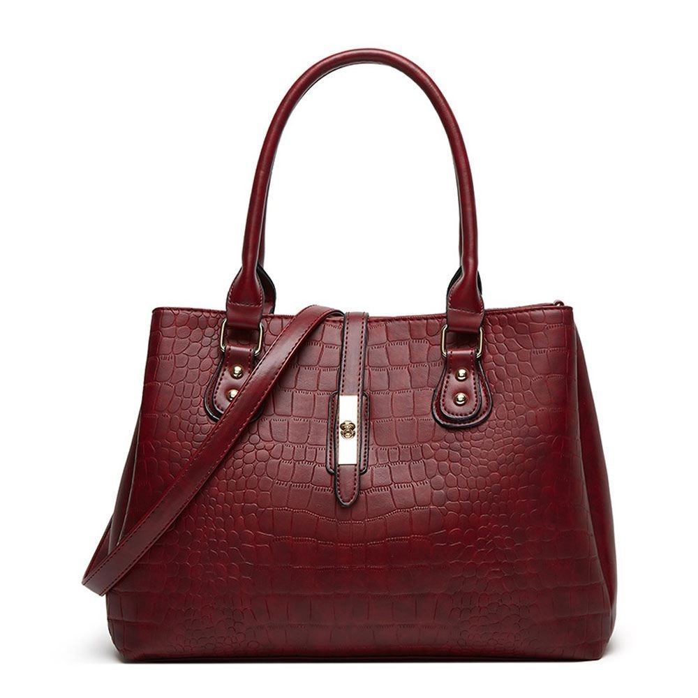 Crocodile Patterned Women's Handbag PU Leather Trendy Tote Bag Large Capacity Shoulder Bag Two-piece set
