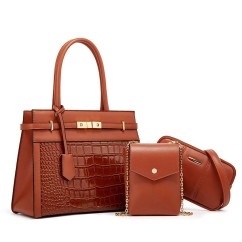 Women Crocodile Pattern PU Leather Square Composite Bag  Serpentine Pattern Retro Ladies Card Pack Purses and Hand Bags Set