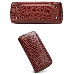 Crocodile PU Leather Women's Bag Two-piece Set of Hand-Held Shoulder Crossbody Bag for Ladies Purses Handbags