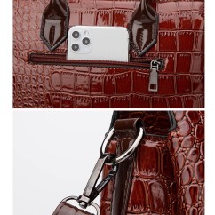 Crocodile PU Leather Women's Bag Two-piece Set of Hand-Held Shoulder Crossbody Bag for Ladies Purses Handbags