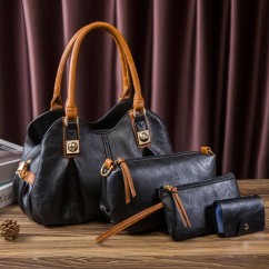 4 Pcs Set Women's Bag Rushed Design Hard PU Leather Ladies Handbag Shoulder Bag Purse and Card Bag Set