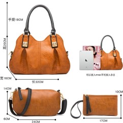 4 Pcs Set Women's Bag Rushed Design Hard PU Leather Ladies Handbag Shoulder Bag Purse and Card Bag Set