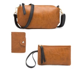 4 Pcs Set Women's Bag Rushed Design Hard PU Leather Ladies Handbag Shoulder Bag Purse and Card Bag Set