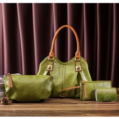 4 Pcs Set Women's Bag Rushed Design Hard PU Leather Ladies Handbag Shoulder Bag Purse and Card Bag Set