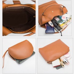 Women Rivet Bucket Handbag Large Capacity PU Leather Shoulder Bag Female Wild 3 Pcs Set Retro Tote Messenger Bags