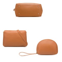 Women Rivet Bucket Handbag Large Capacity PU Leather Shoulder Bag Female Wild 3 Pcs Set Retro Tote Messenger Bags
