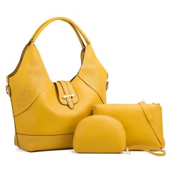 Women Rivet Bucket Handbag Large Capacity PU Leather Shoulder Bag Female Wild 3 Pcs Set Retro Tote Messenger Bags