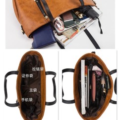 Fashion Women's PU leather Shoulder Bag Large Capacity Simple Style Mother and Child Bag Four piece set