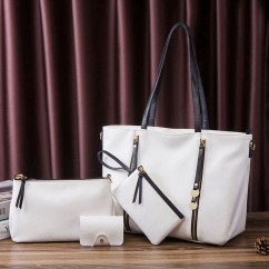 Fashion Women's PU leather Shoulder Bag Large Capacity Simple Style Mother and Child Bag Four piece set