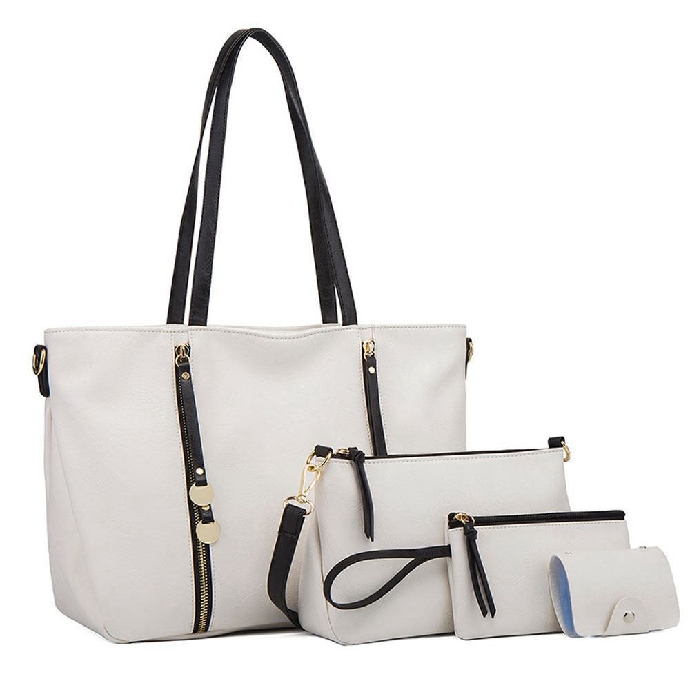 Fashion Women's PU leather Shoulder Bag Large Capacity Simple Style Mother and Child Bag Four piece set